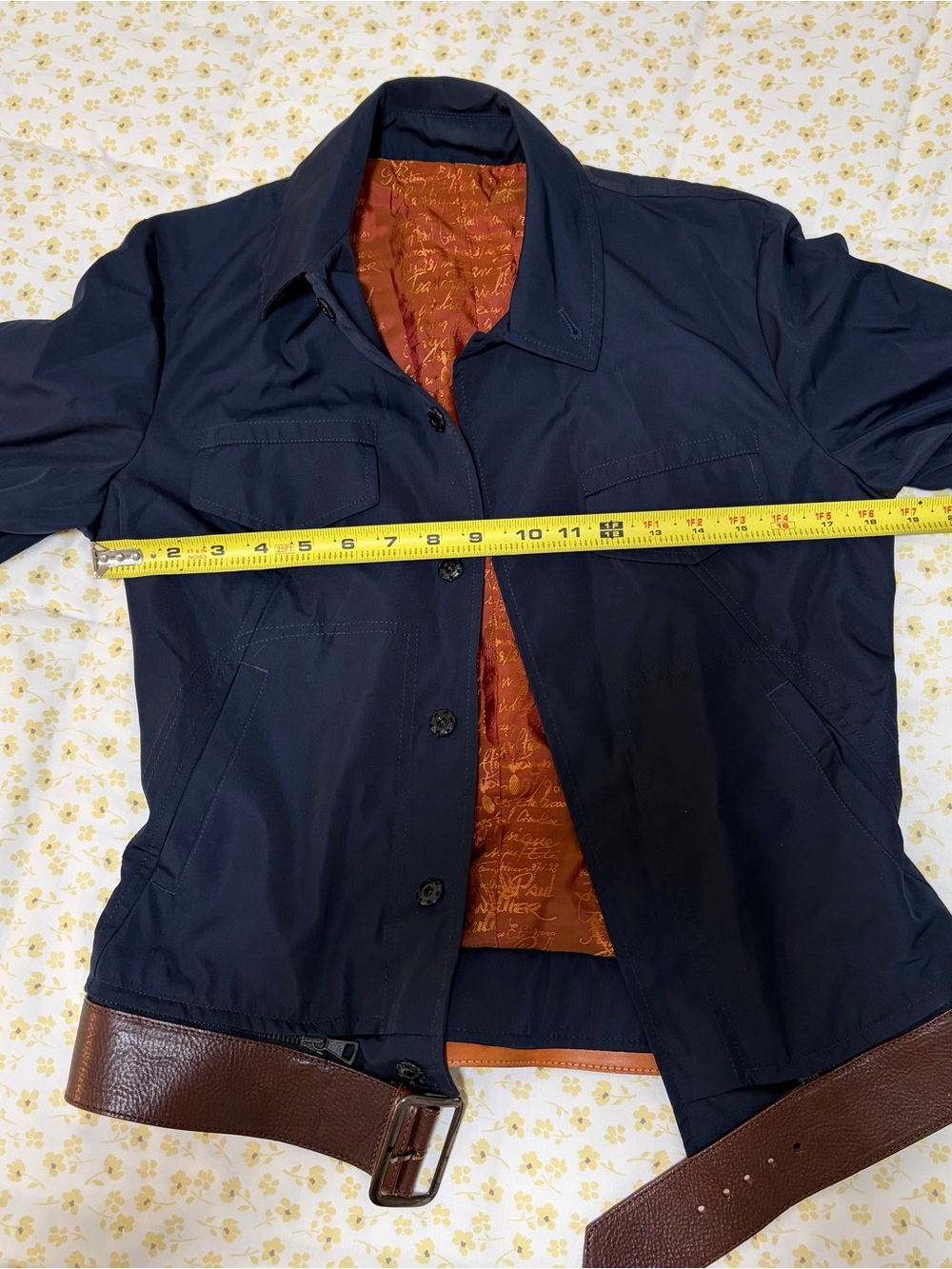 Jean Paul Gaultier Women’s Navy Bomber Jacket with Brown Belt - Picture 5 of 7